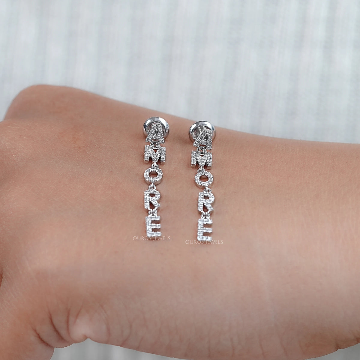AMORE Initial Letter Round Diamond Dangle Earrings Earrings