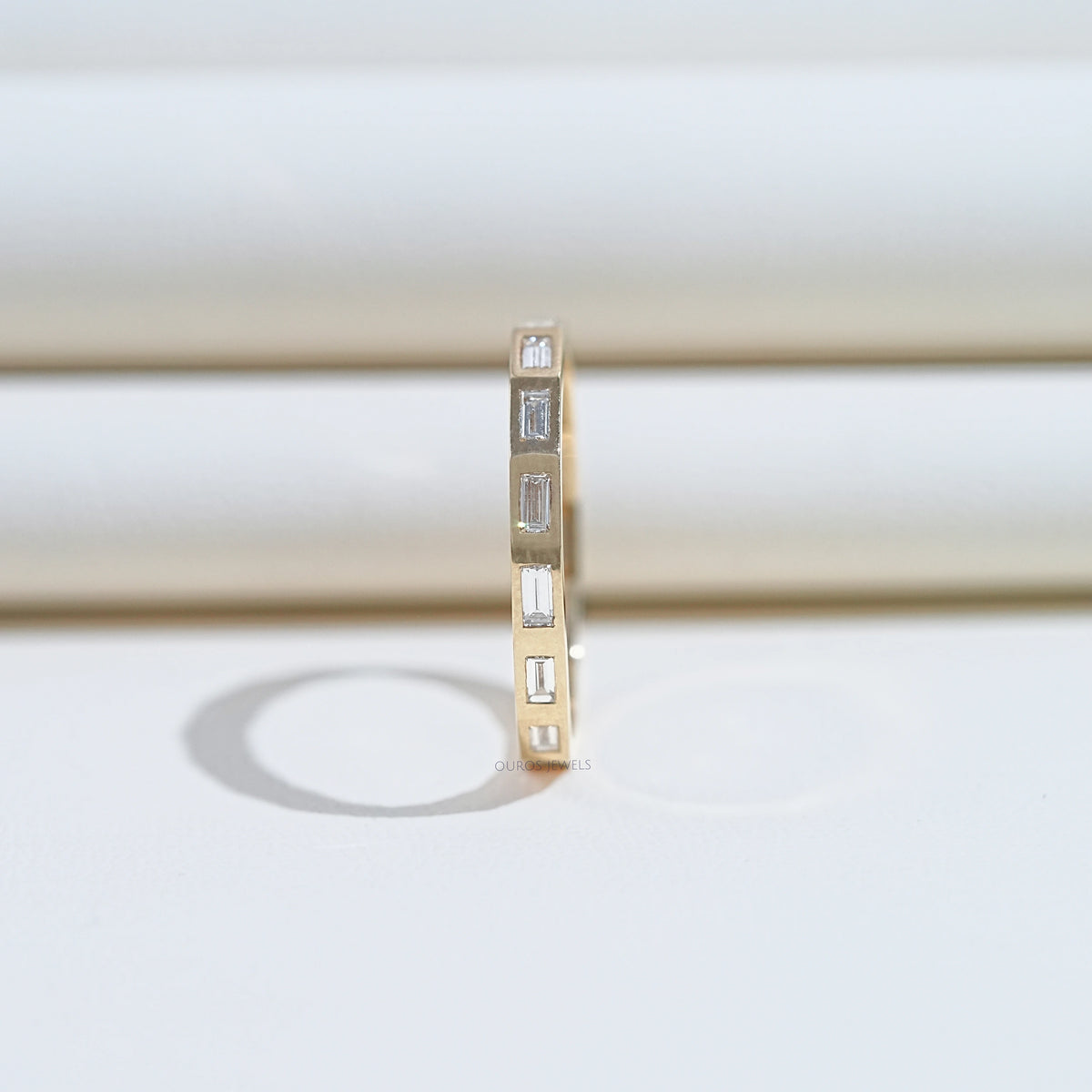 Baguette Cut Flush Set Eternity Wedding Band Rings