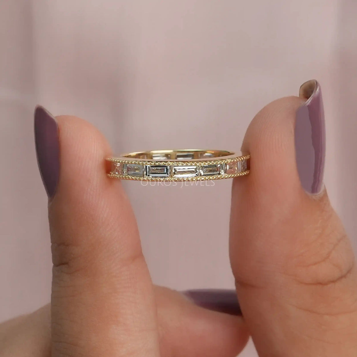 Baguette Cut Lab Grown Diamond Full Eternity Wedding Band