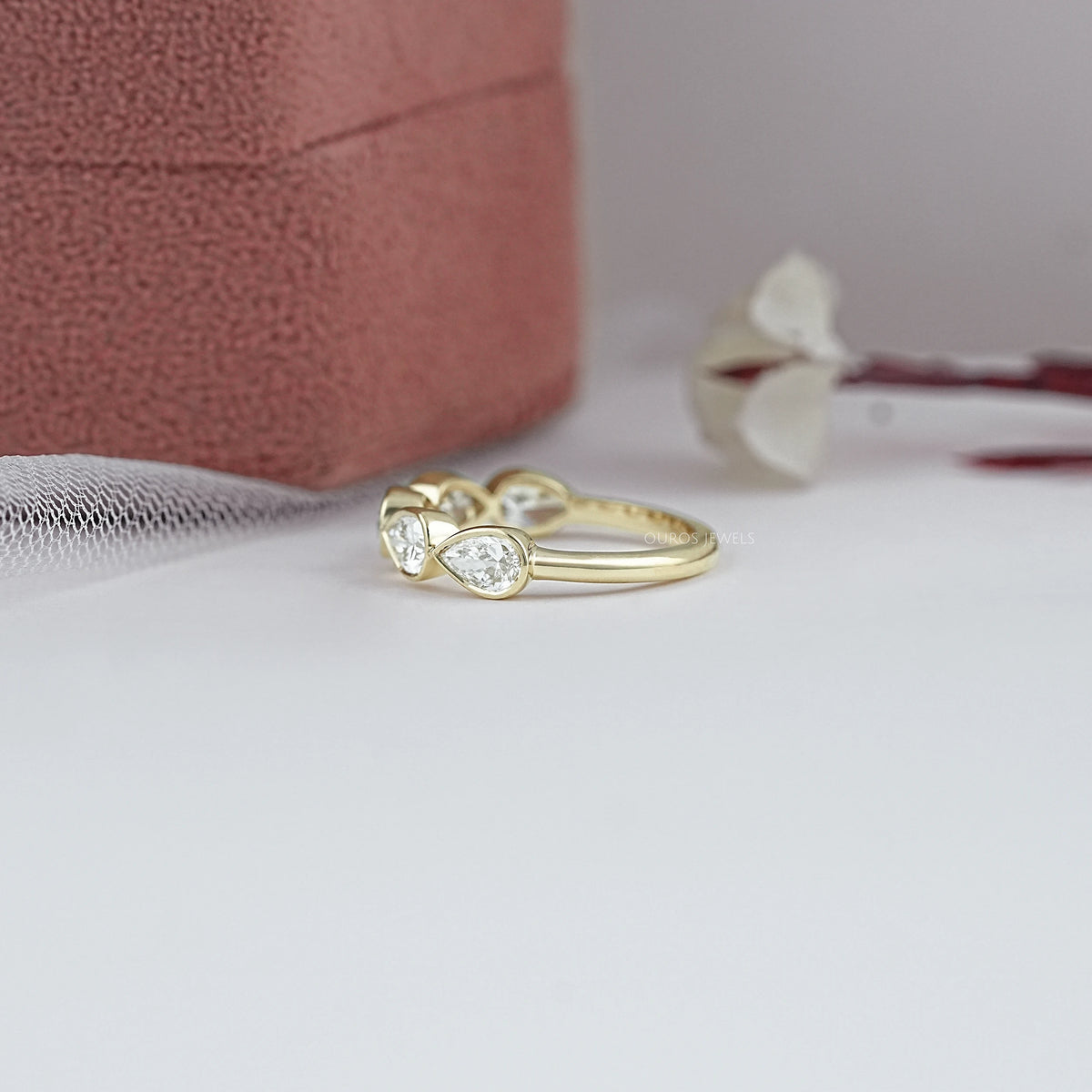 East West Bezel Pear Diamond Band Ring