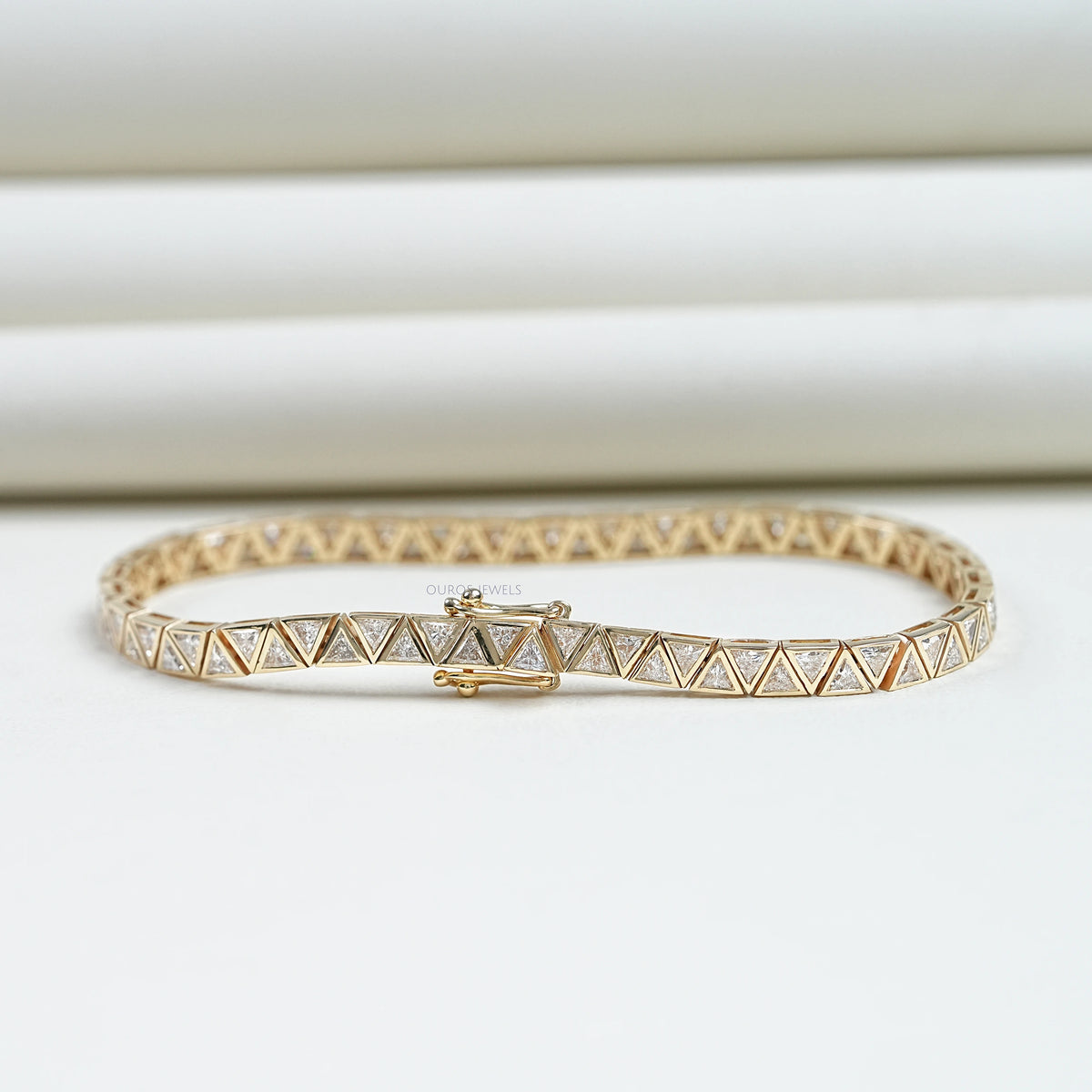 Triangle Cut Bezel Set Tennis Bracelet Bracelet