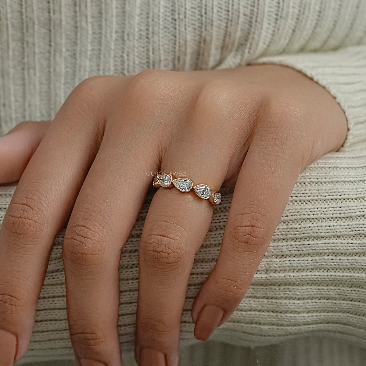 East West Bezel Pear Diamond Band Ring