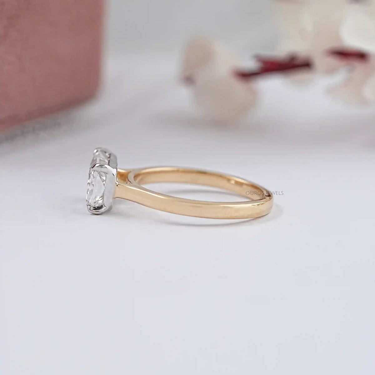 East West Radiant Cut Solitaire Ring Ring