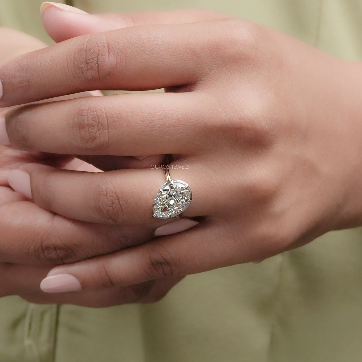 Pear Lab Diamond Button Back Ring Rings