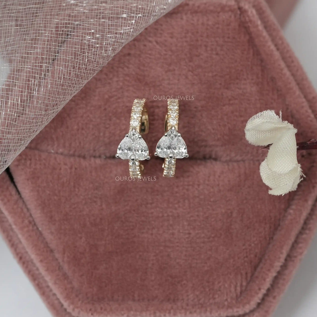 Pear Lab Grown Diamond Petite Huggie Hoop Earrings Earring