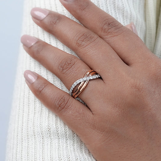 Round Lab Grown Diamond Crossover Wedding Band Ring