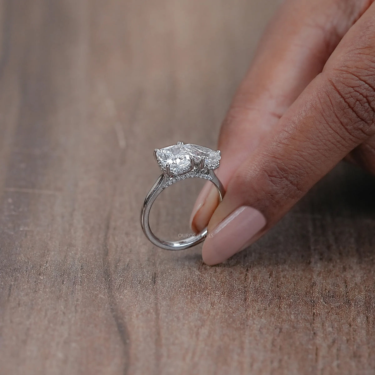 Pear And Cushion Cut Hidden Halo Toi Moi Ring Rings