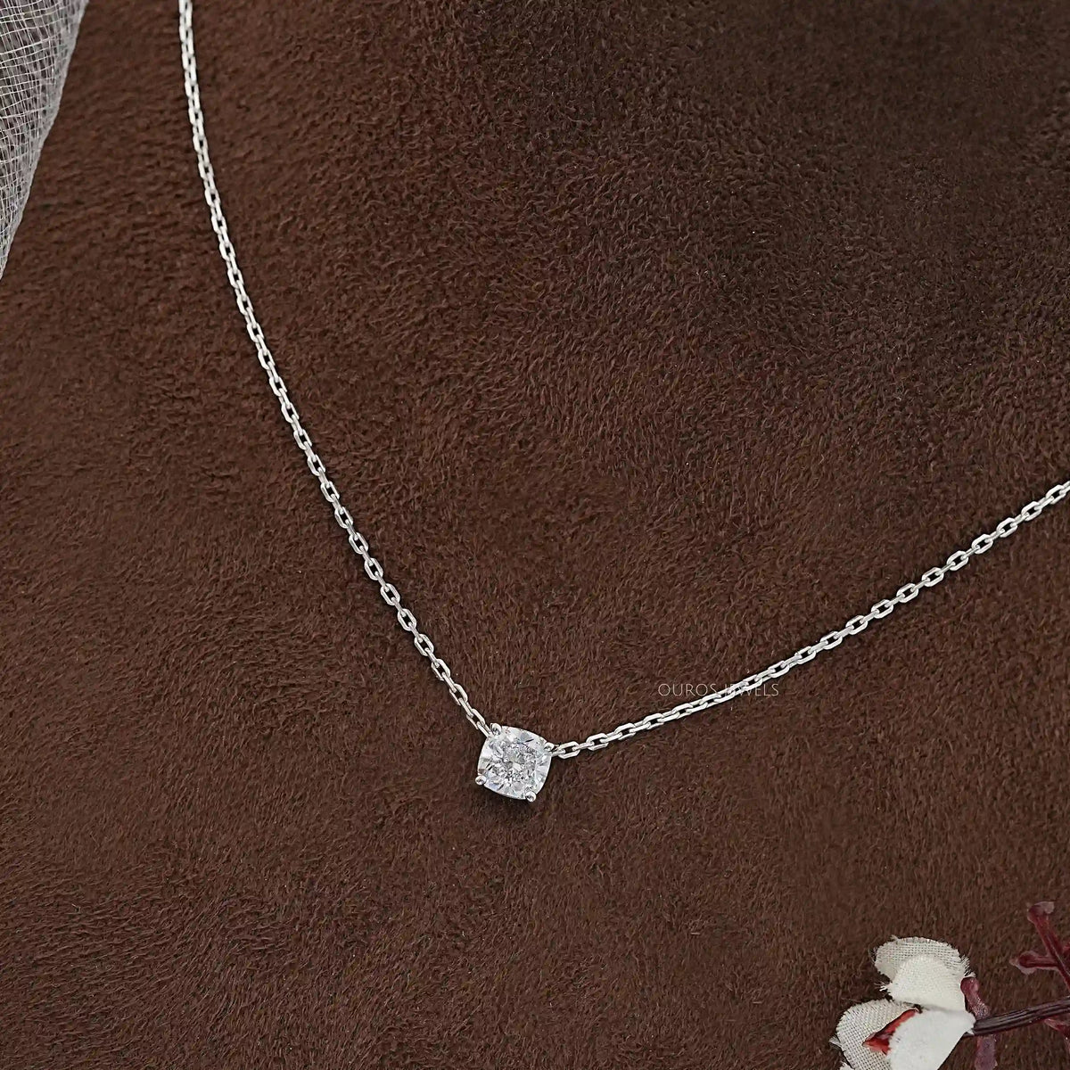 Certified Cushion Cut Lab Grown Diamond Pendant Necklaces
