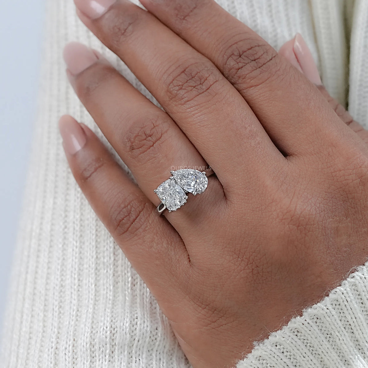 Pear And Cushion Cut Hidden Halo Toi Moi Ring Rings