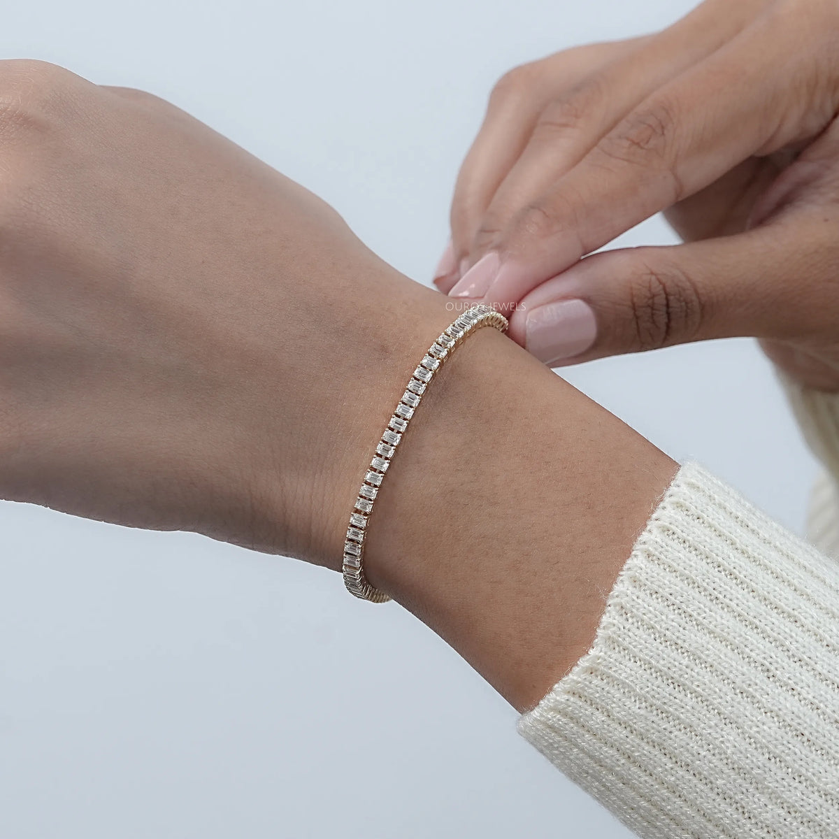 Lab Grown Emerald Cut Diamond Bracelet Bracelet
