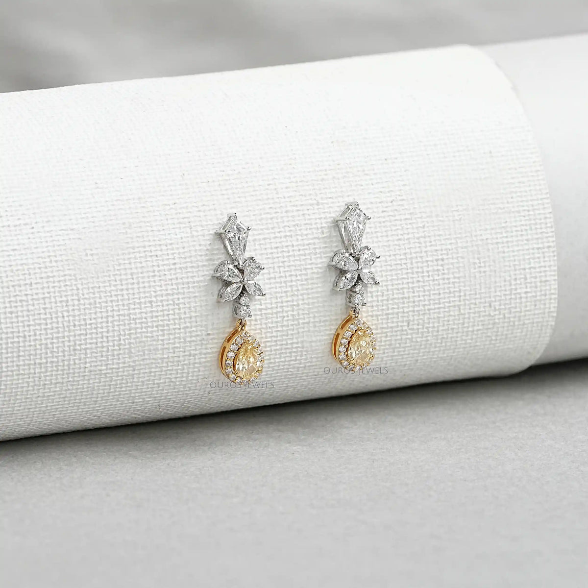 Yellow Pear Diamond Dangle Earrings Earrings