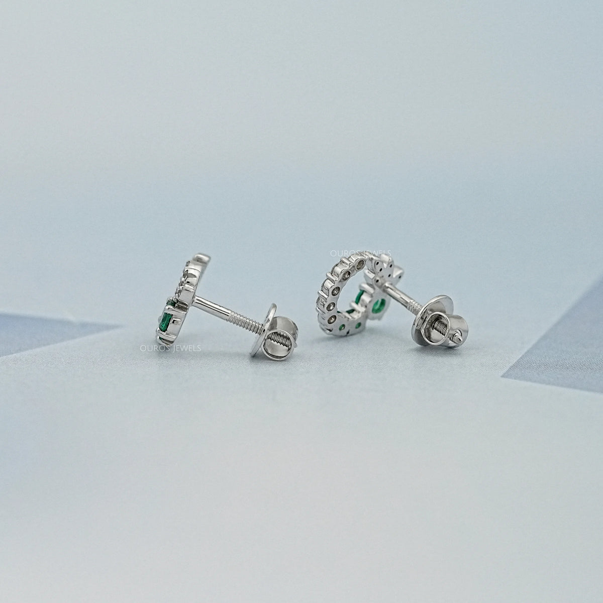 Green Gemstone Spiral Stud Earrings Earrings
