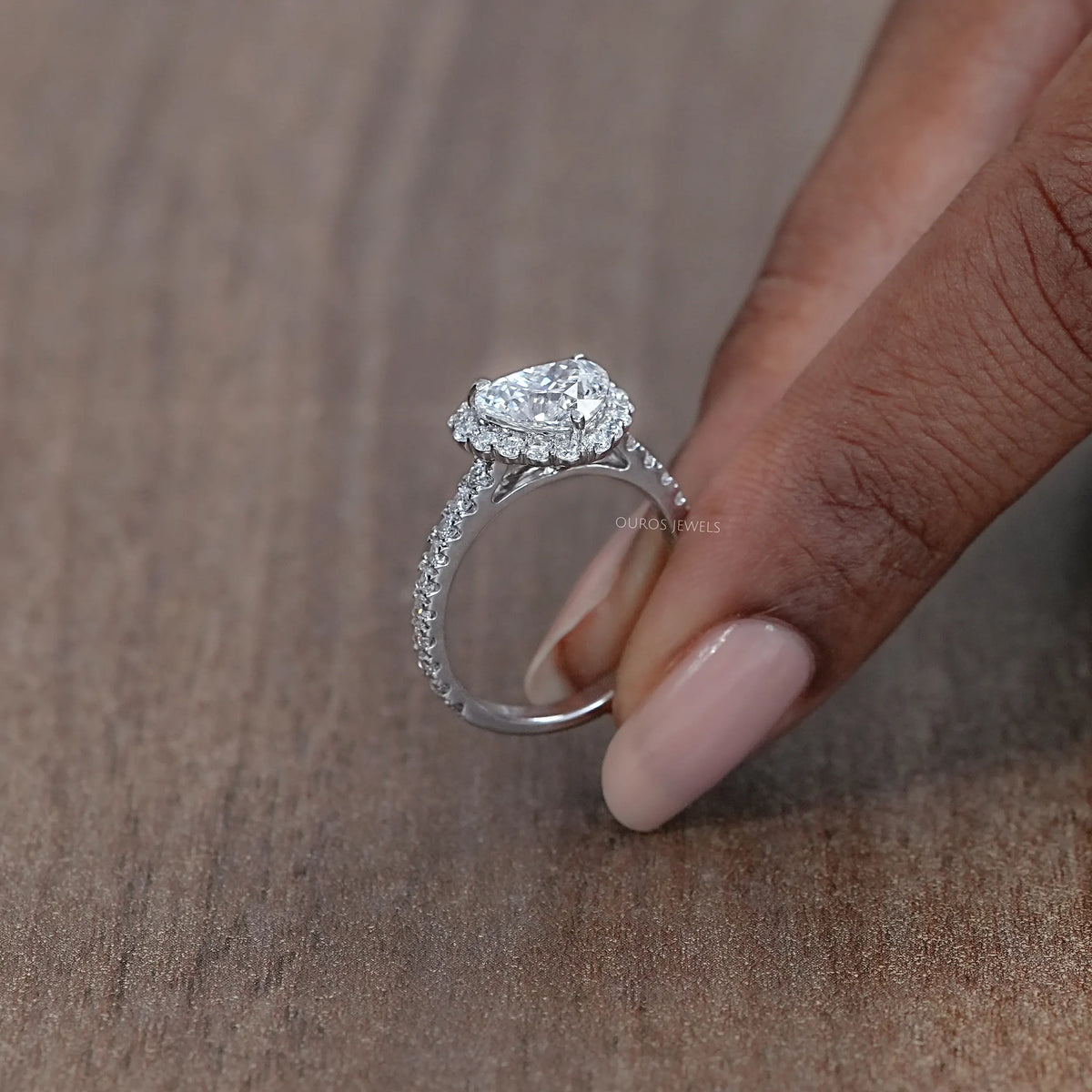 Heart Lab Diamond Halo Engagement Ring Ring