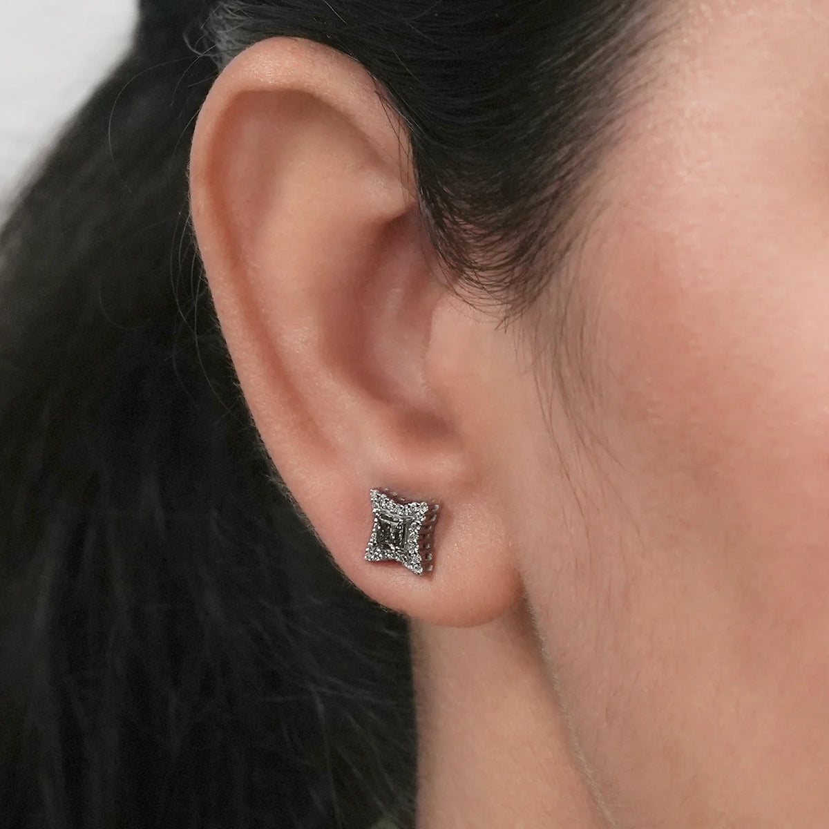 Olive Princess Lab Diamond Halo Stud Earrings Earring