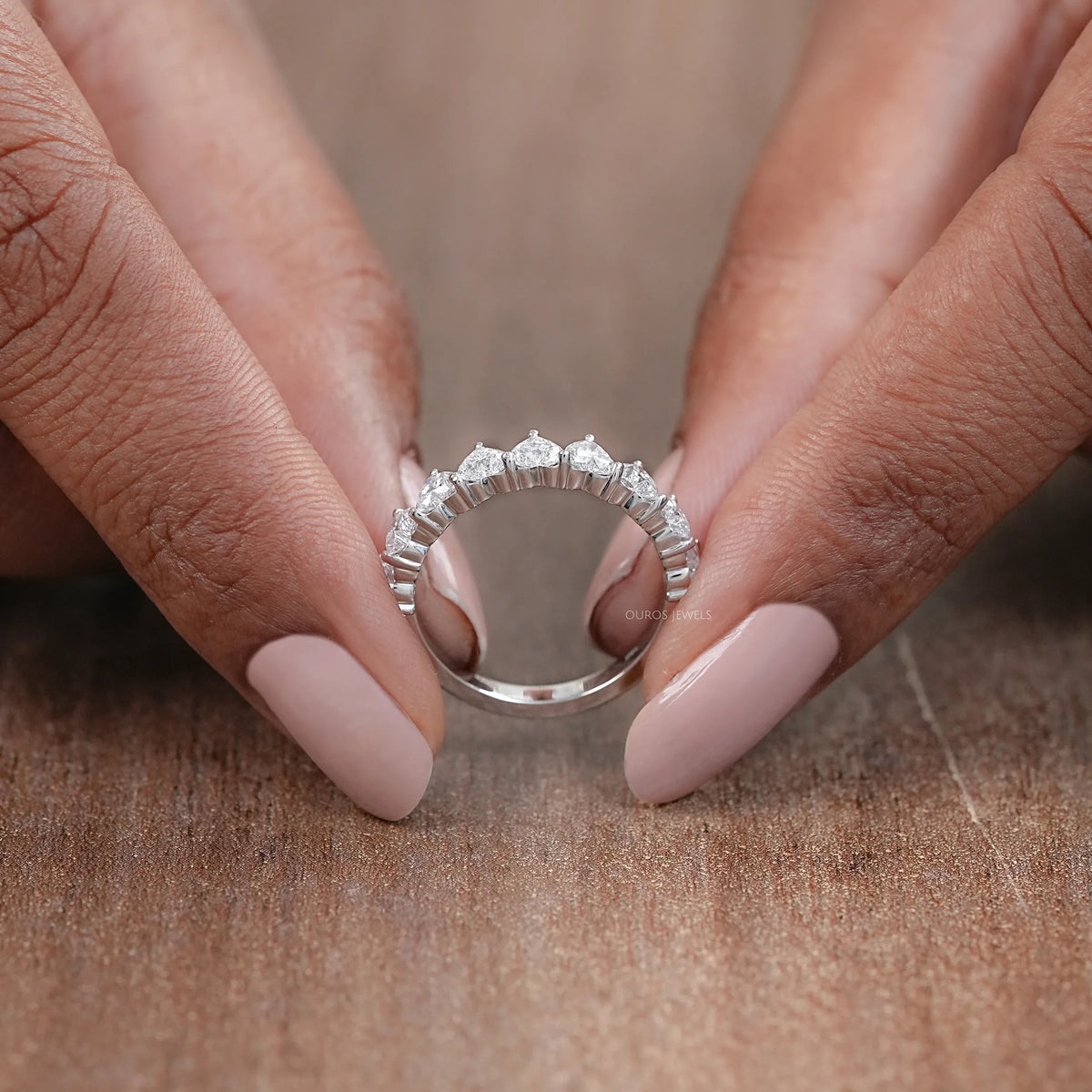 Heart Cut Lab Grown Diamond Wedding Band Rings