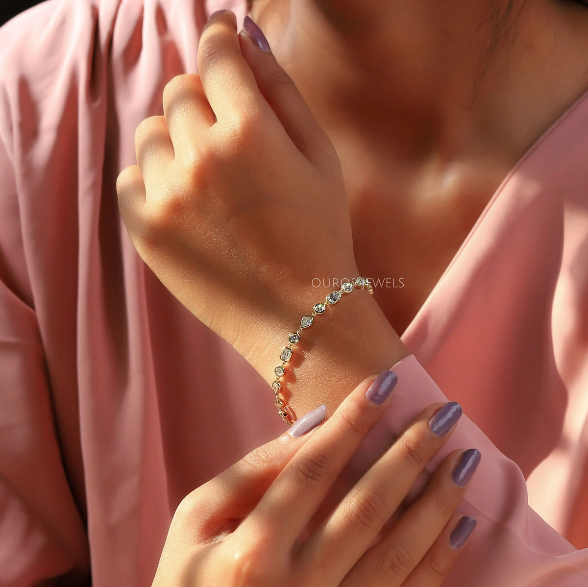 Multi Shape Bezel Set Tennis Bracelet Bracelet