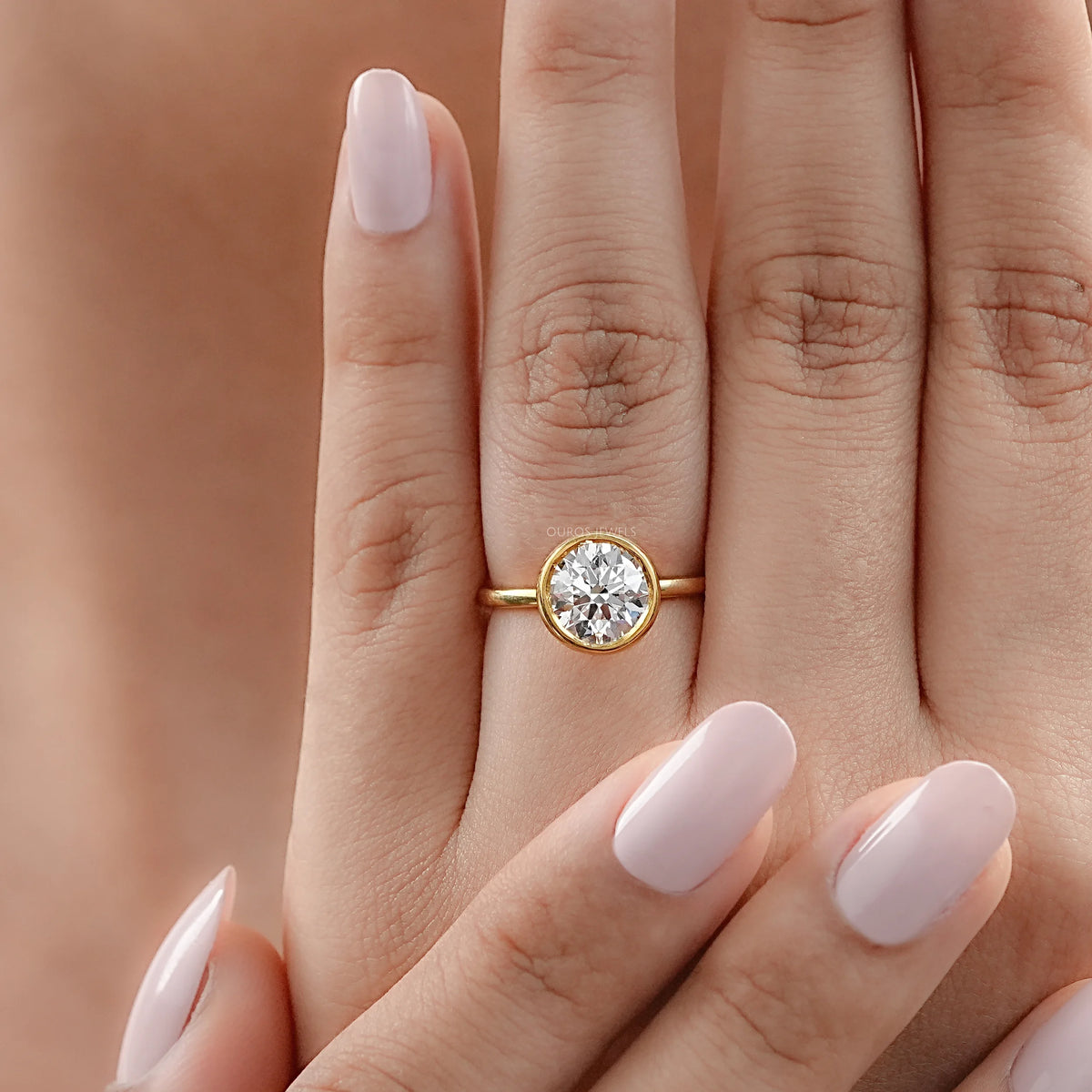 Round Lab Diamond Bezel Solitaire Engagement Ring Rings