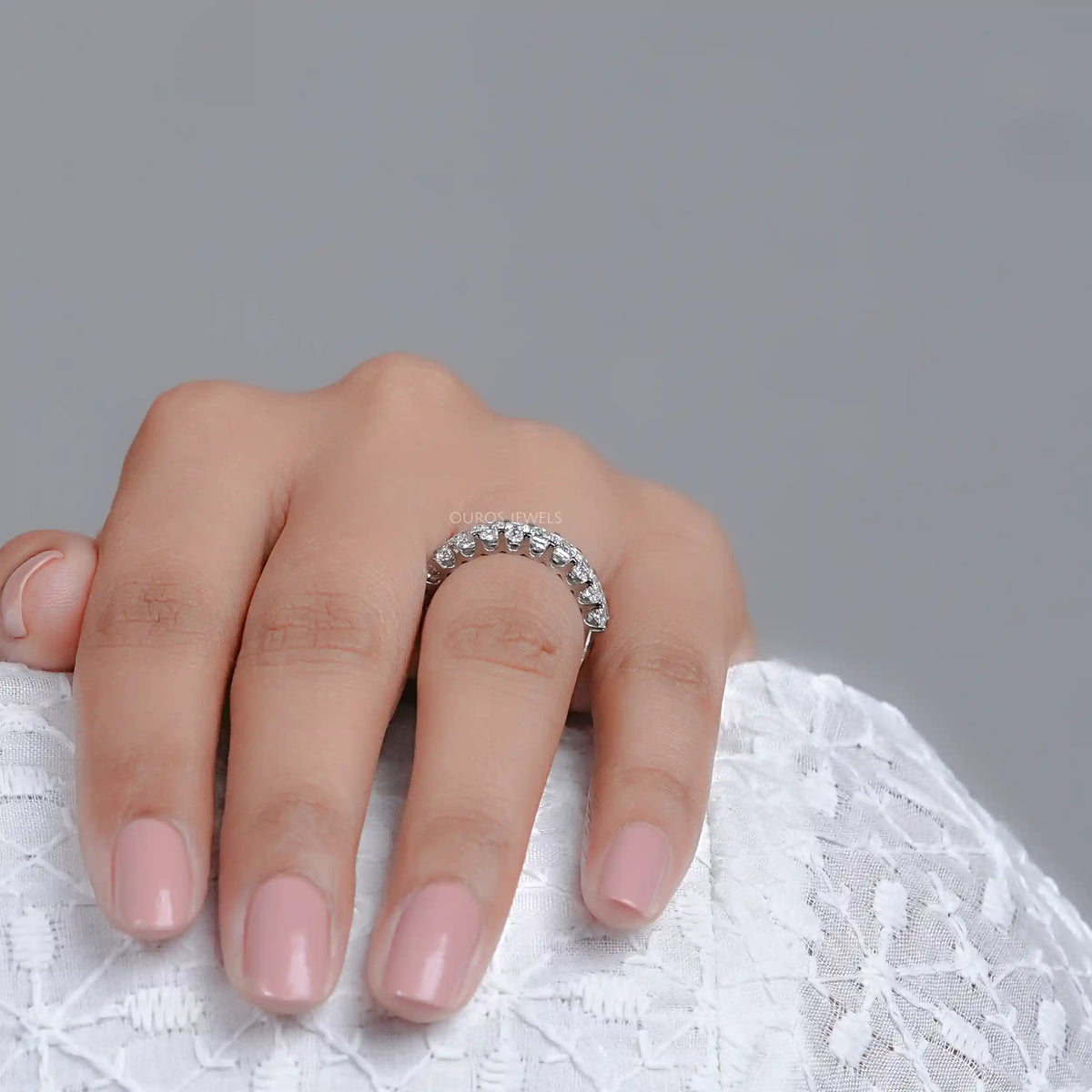 Radiant Lab Diamond Half Eternity Wedding Band Rings