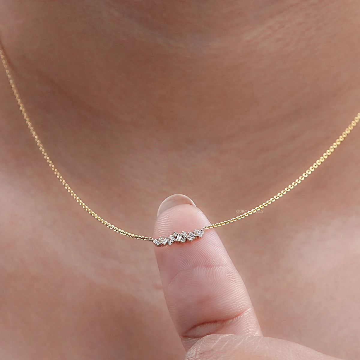 Baguette And Round Lab Diamond Pendant Necklaces