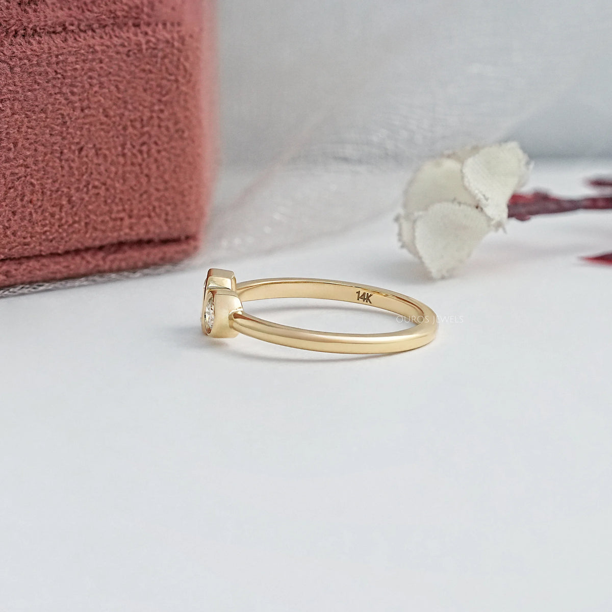 Two Stone Lab Diamond Bezel Set Ring Ring