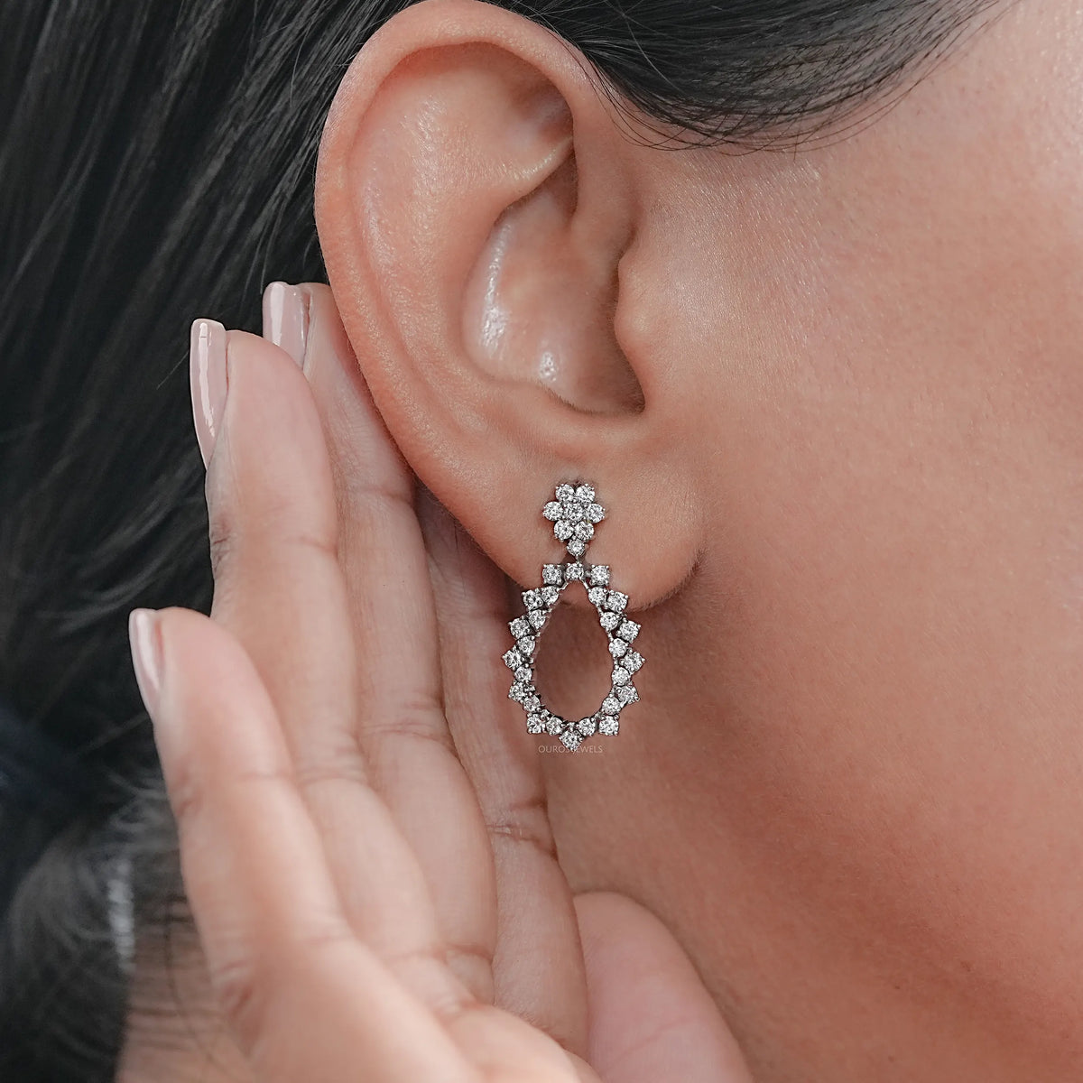 Open Pear Style Drop Dangle Earrings