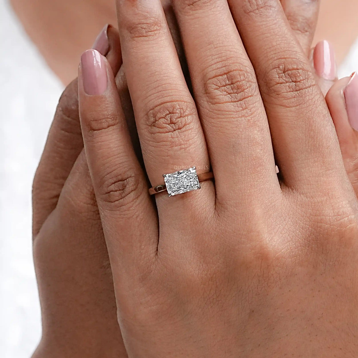 East West Radiant Cut Solitaire Ring Ring