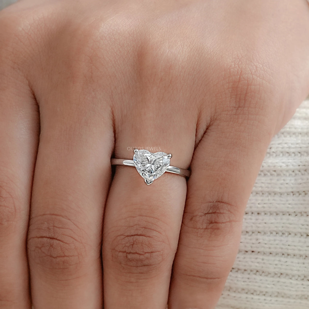 Heart Cut Lab Grown Diamond Solitaire Ring Ring