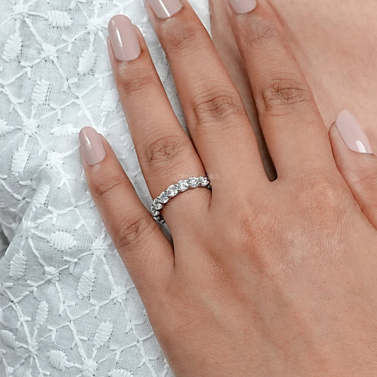 Old European Round Cut Lab Diamond Full Eternity Wedding Band Rings