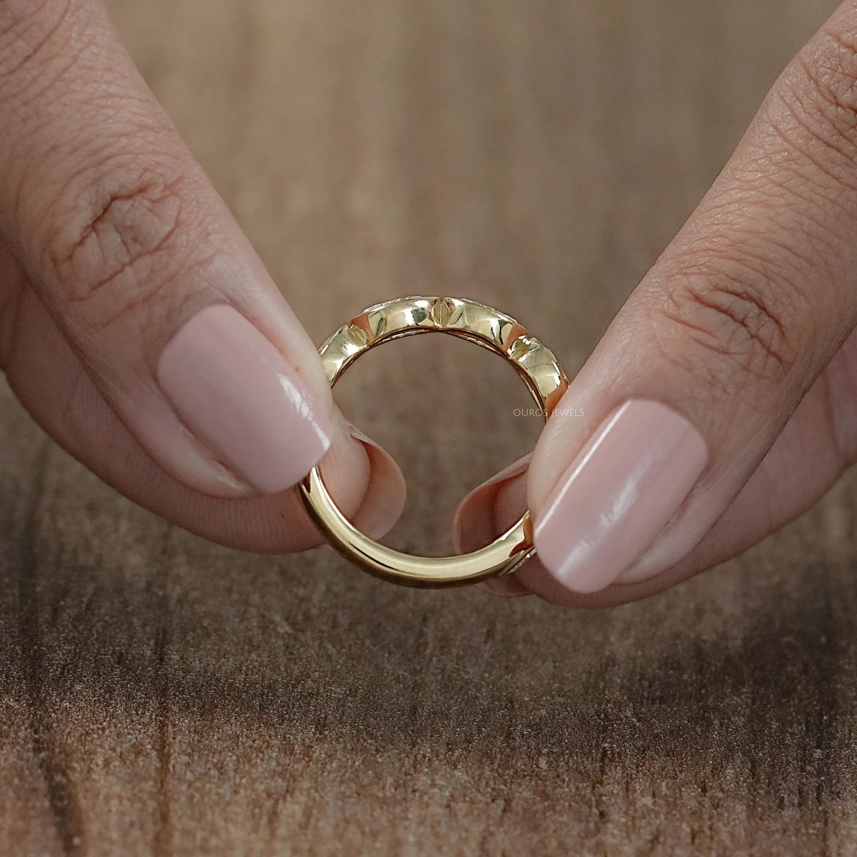 East West Marquise Diamond Bezel Set Half Eternity Band Ring