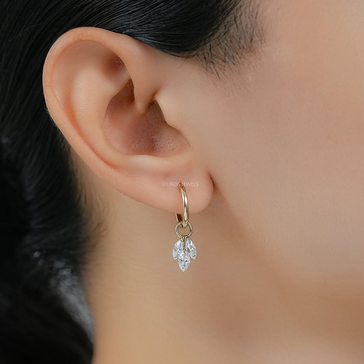 Marquise Drill Diamond Charm Hoop Earrings Earring