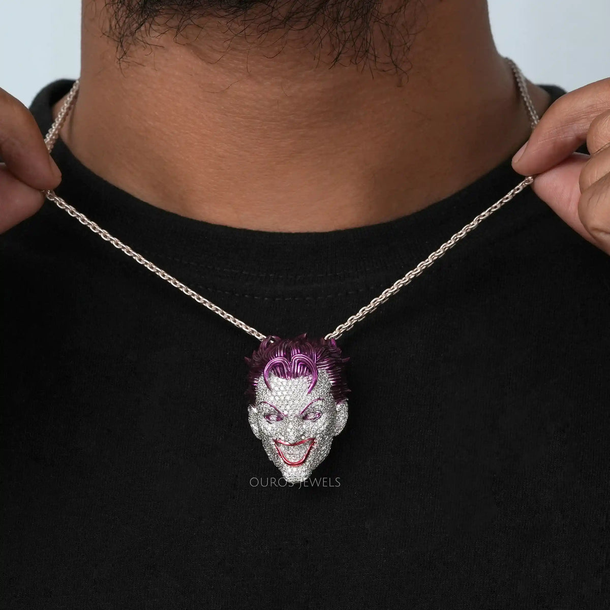 Round Lab Diamond Hip Hop Joker Pendant