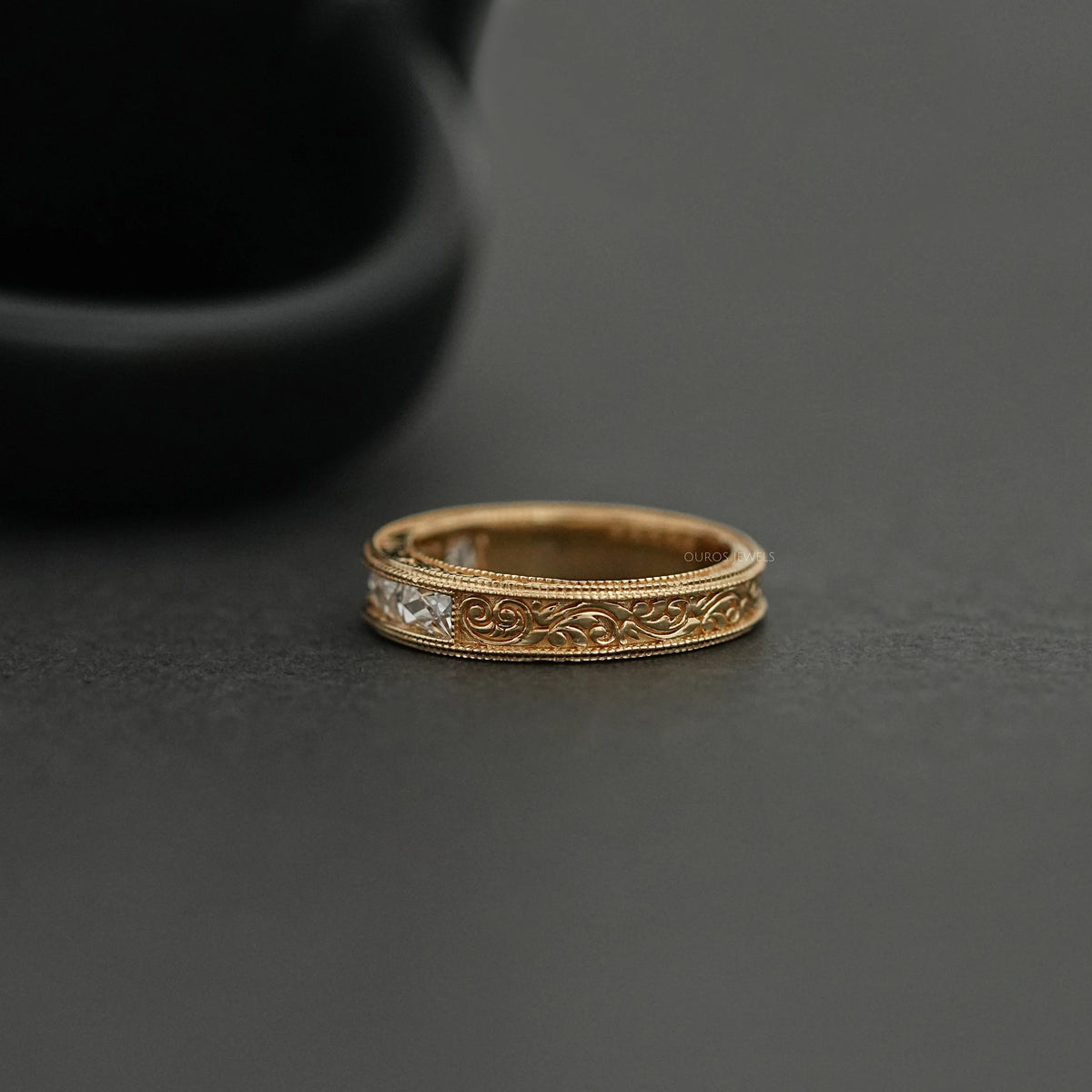 French Baguette Cut Lab Diamond Wedding Band For Men's Rings