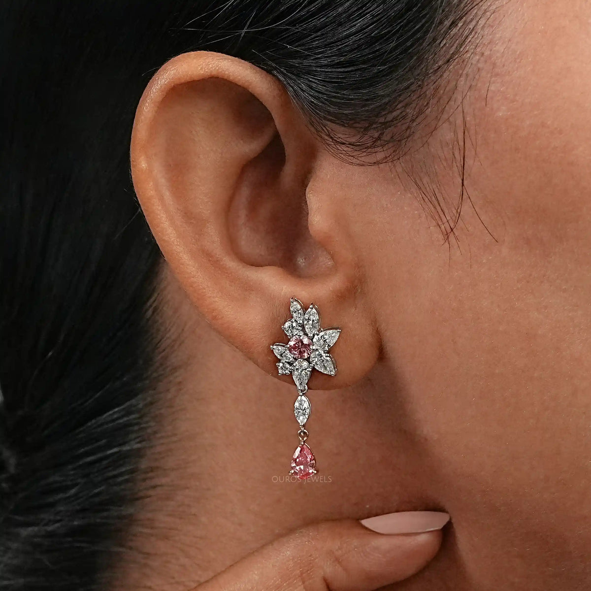 Multi Shape Lab Diamond Cluster Earrings Earrings