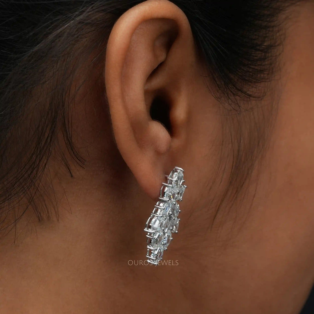 Step Cut Moval And Lonzenge Cut Lab Diamond Earrings Earrings