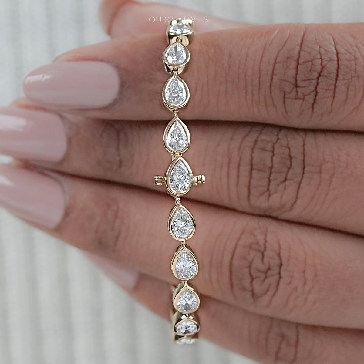 Bezel Set Pear Cut East West Set Tennis Bracelet Bracelet