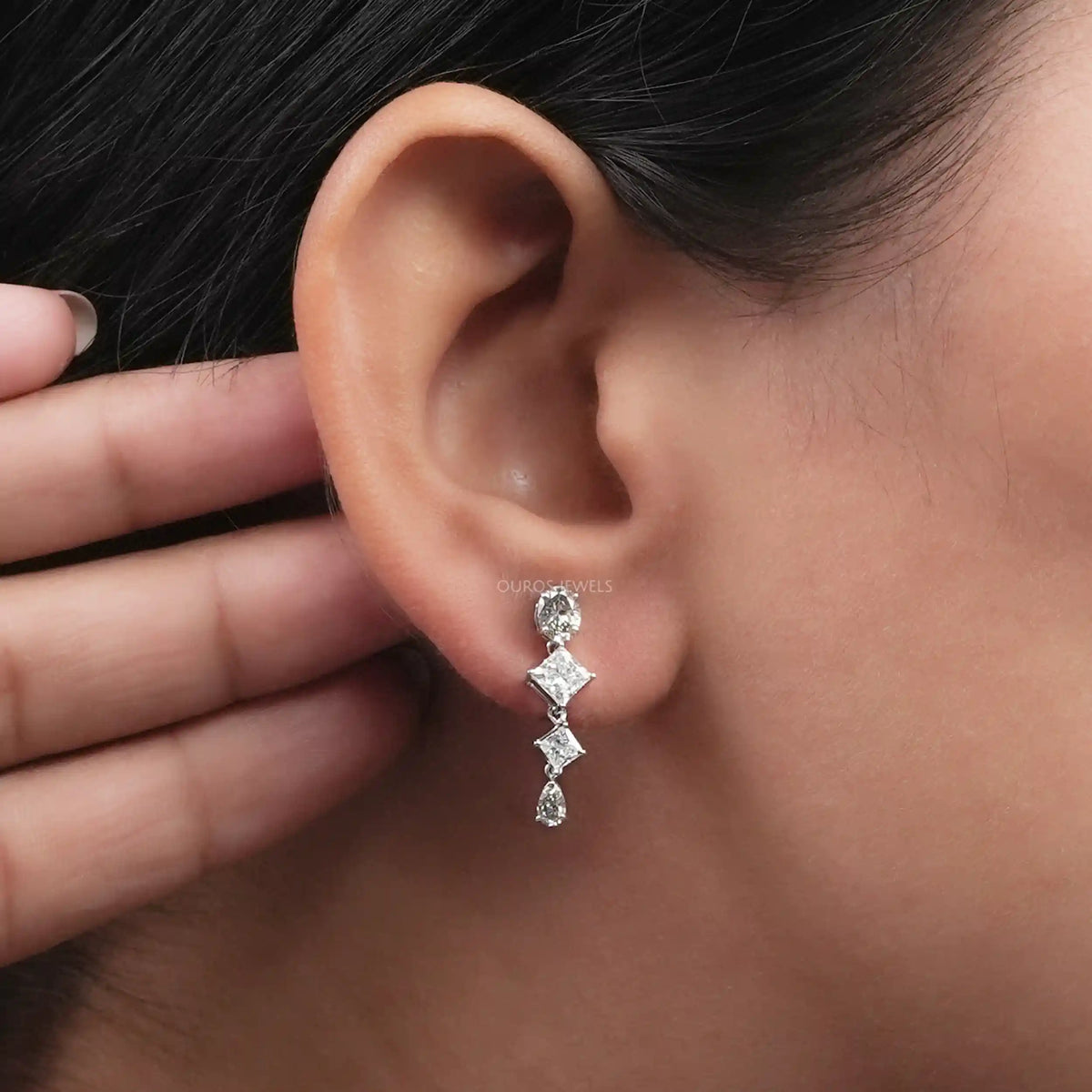 Olive Multi Shape Lab Diamond Drop Earrings Earrings