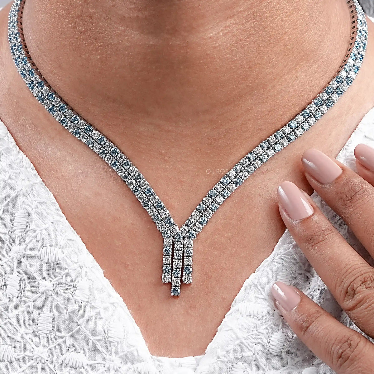 Round Cut Diamond Bridal Necklace Necklaces