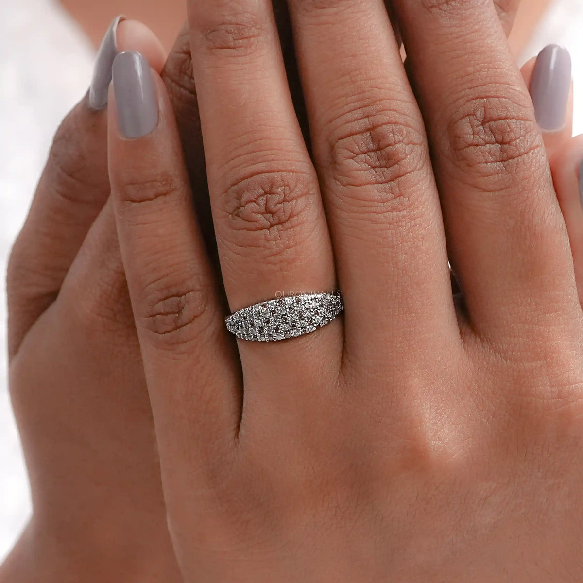 Fancy Brown Round Diamond Pave Set Engagement Ring Ring