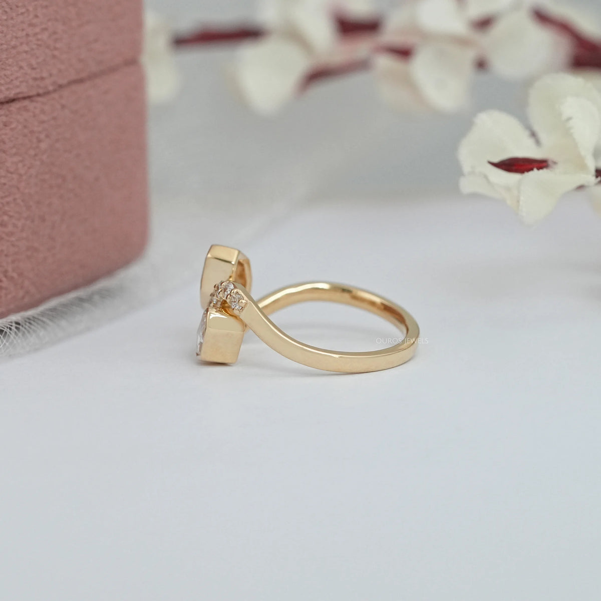 Step Shied Cut Bezel Set Bypass Wedding Ring Rings