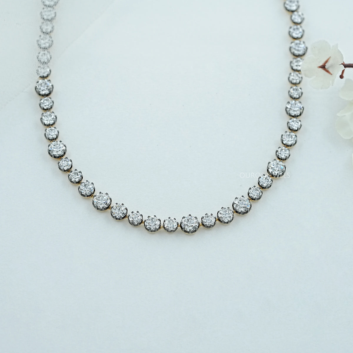 OEC Round Lab Diamond Tennis Necklace
