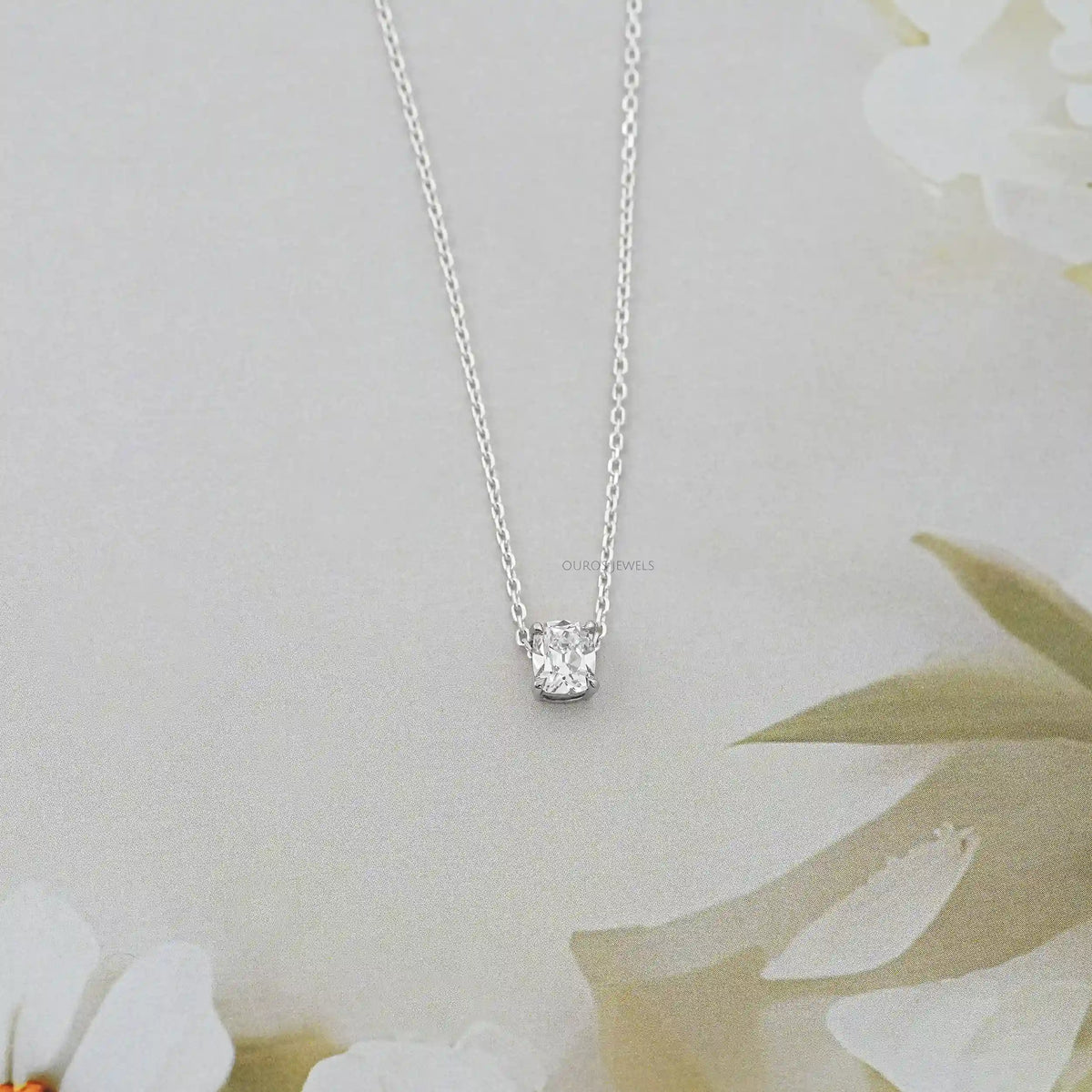 Old Mine Cushion Solitaire Pendant Necklaces