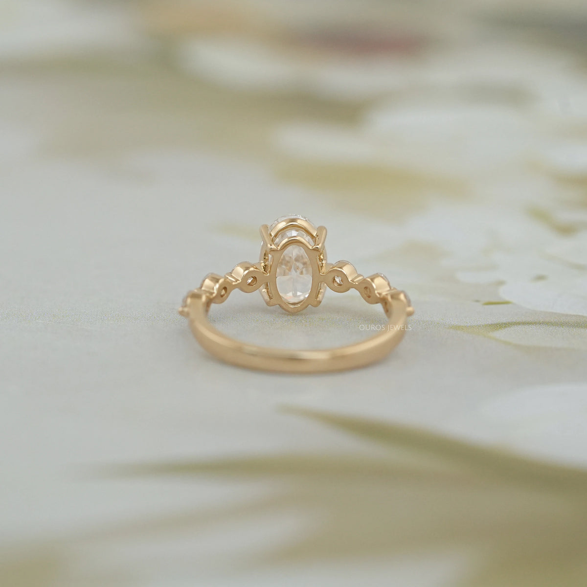 Old Mine Moval Cut Solitaire Accent Engagement Ring Ring