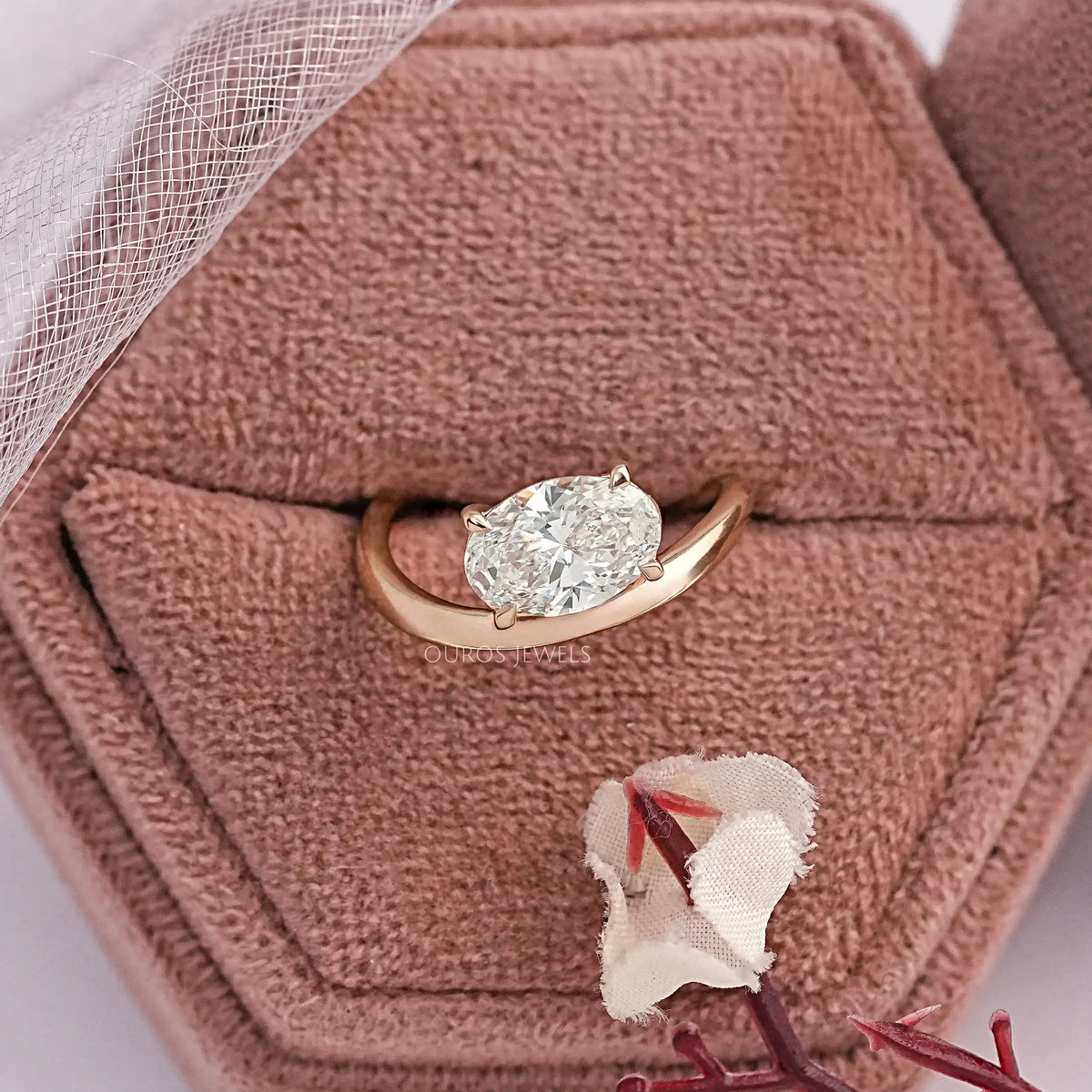 Oval Cut Solitaire Curved Engagement Ring Ring