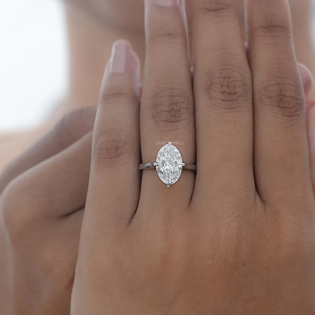 3 Carat Oval Hidden Halo Engagement Ring Ring