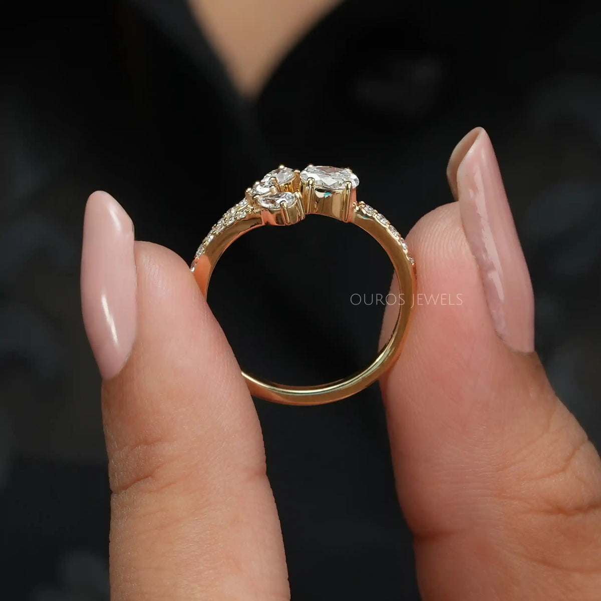 Open Cuff Styles Oval Cut Lab Grown Diamond Ring Rings