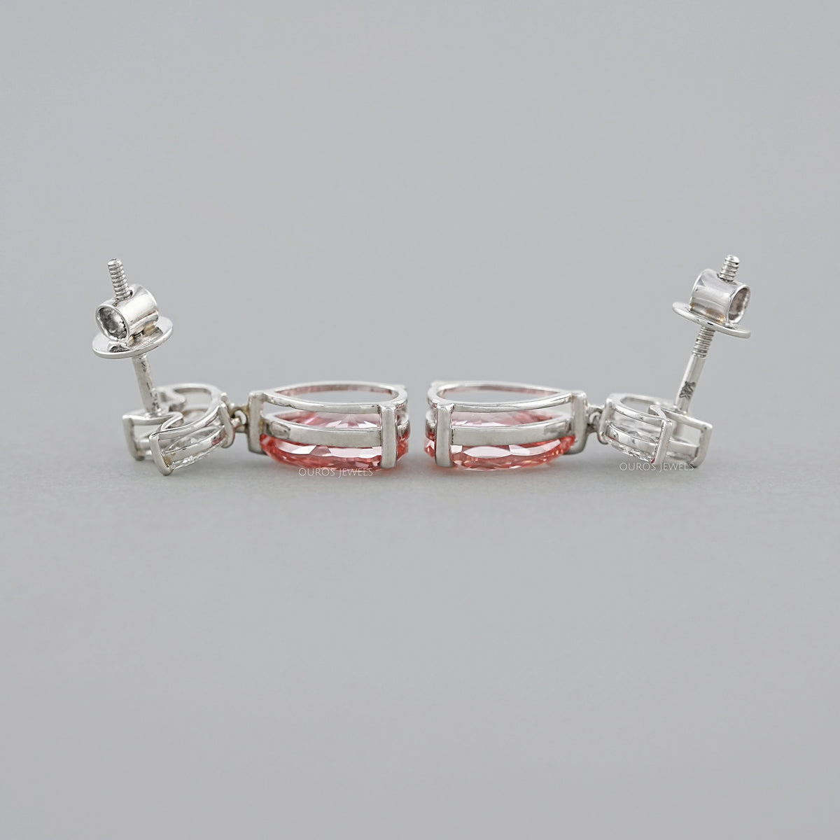 Fancy Pink Pear And Marquise Diamond Drop Earrings Earrings