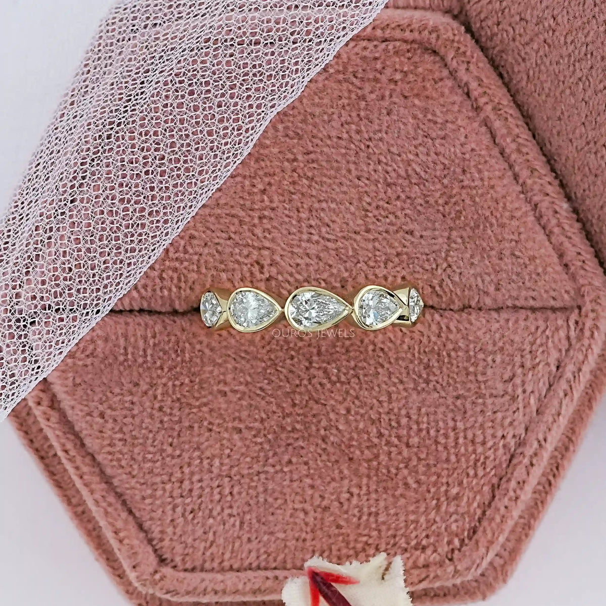 East West Bezel Pear Diamond Band Ring
