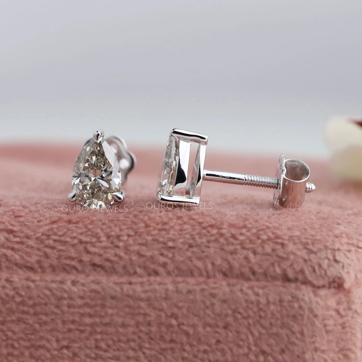 Olive Pear Diamond Stud Earrings Earring
