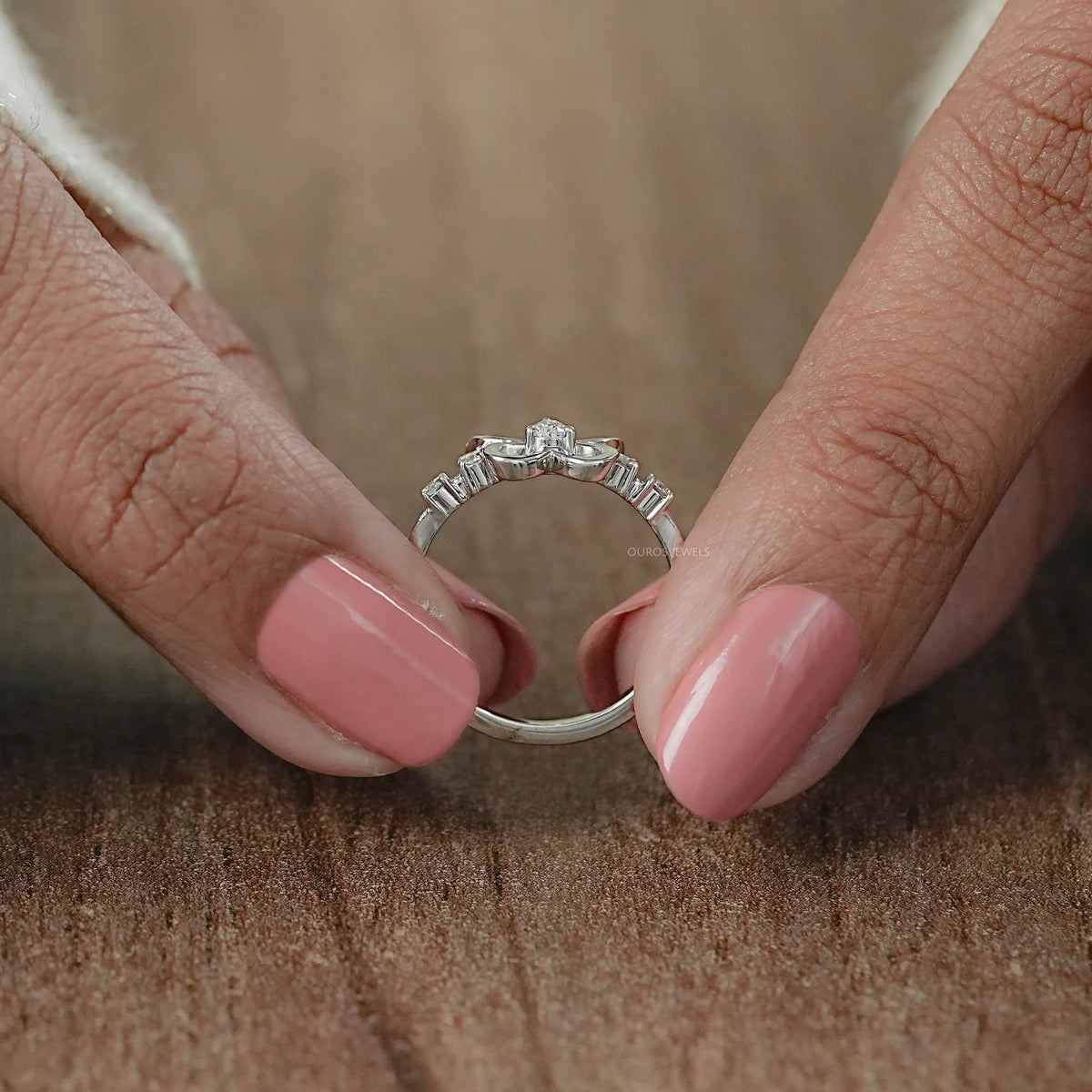 Pear Diamond Butterfly Shaped Dainty Ring Rings