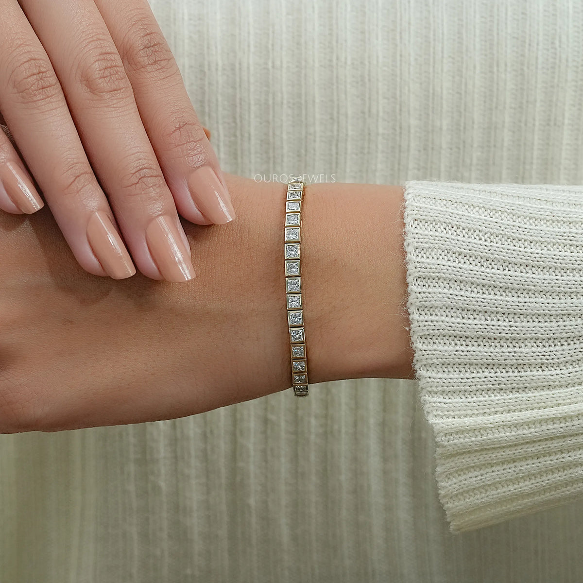 Princess Cut Lab Grown Diamond Tennis Bracelet Bracelet